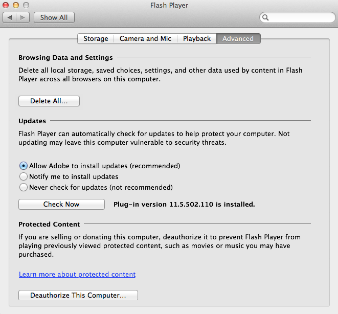 most recent flash player for mac